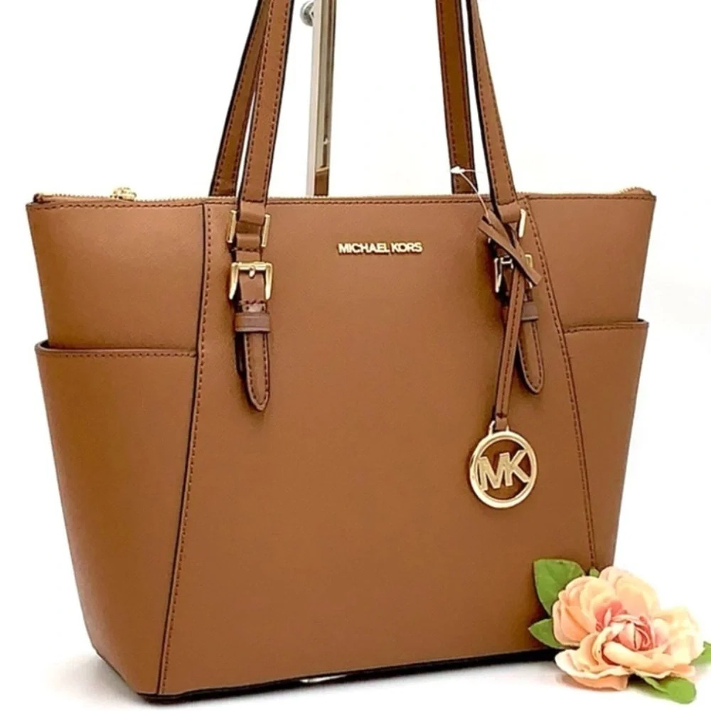 MICHAEL KORS CHARLOTTE LARGE TOP ZIP TOTE BAG LUGGAGE (NWT)